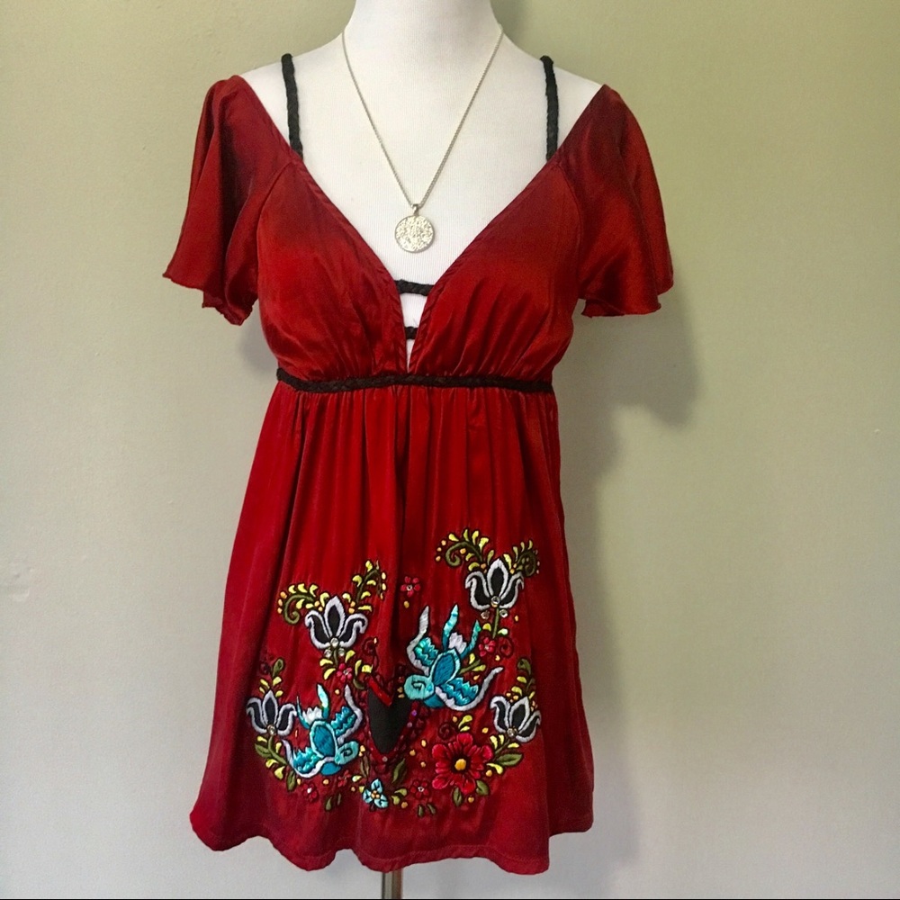 Soul Revival Silk Embroidered & Sequined Top